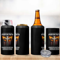 Firm In Faith Fierce In Justice Charlie Kirk 4 in 1 Can Cooler Tumbler Christian Cross American Flag - Wonder Print Shop