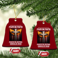 Firm In Faith Fierce In Justice Charlie Kirk Ceramic Ornament Christian Cross American Flag - Wonder Print Shop