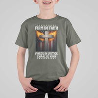 Firm In Faith Fierce In Justice Charlie Kirk T Shirt For Kid Christian Cross American Flag - Wonder Print Shop