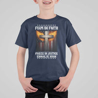 Firm In Faith Fierce In Justice Charlie Kirk T Shirt For Kid Christian Cross American Flag - Wonder Print Shop