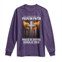 Firm In Faith Fierce In Justice Charlie Kirk Long Sleeve Shirt Christian Cross American Flag - Wonder Print Shop