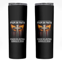 Firm In Faith Fierce In Justice Charlie Kirk Skinny Tumbler Christian Cross American Flag - Wonder Print Shop