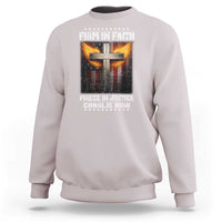 Firm In Faith Fierce In Justice Charlie Kirk Sweatshirt Christian Cross American Flag - Wonder Print Shop