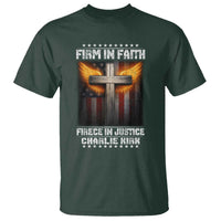 Firm In Faith Fierce In Justice Charlie Kirk T Shirt Christian Cross American Flag - Wonder Print Shop