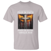 Firm In Faith Fierce In Justice Charlie Kirk T Shirt Christian Cross American Flag - Wonder Print Shop