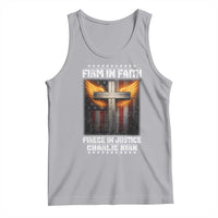 Firm In Faith Fierce In Justice Charlie Kirk Tank Top Christian Cross American Flag - Wonder Print Shop