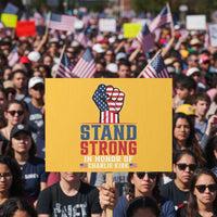Stand Strong In Honor Of Charlie Kirk Protest Sign Handfist American Flag - Wonder Print Shop
