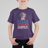 Stand Strong In Honor Of Charlie Kirk T Shirt For Kid Handfist American Flag - Wonder Print Shop