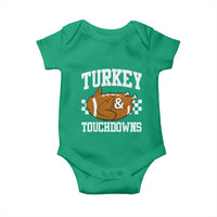 Funny Turkey And Touchdowns Baby Onesie Thanksgiving American Football - Wonder Print Shop