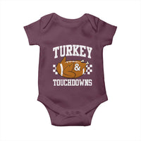Funny Turkey And Touchdowns Baby Onesie Thanksgiving American Football - Wonder Print Shop