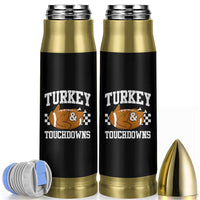 Funny Turkey And Touchdowns Bullet Tumbler Thanksgiving American Football - Wonder Print Shop