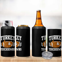 Funny Turkey And Touchdowns 4 in 1 Can Cooler Tumbler Thanksgiving American Football - Wonder Print Shop