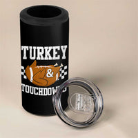 Funny Turkey And Touchdowns 4 in 1 Can Cooler Tumbler Thanksgiving American Football - Wonder Print Shop