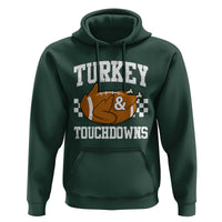 Funny Turkey And Touchdowns Hoodie Thanksgiving American Football - Wonder Print Shop