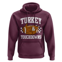 Funny Turkey And Touchdowns Hoodie Thanksgiving American Football - Wonder Print Shop