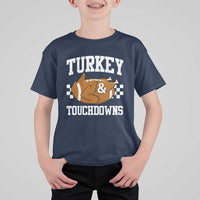 Funny Turkey And Touchdowns T Shirt For Kid Thanksgiving American Football - Wonder Print Shop