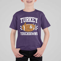 Funny Turkey And Touchdowns T Shirt For Kid Thanksgiving American Football - Wonder Print Shop