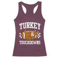 Funny Turkey And Touchdowns Racerback Tank Top Thanksgiving American Football - Wonder Print Shop