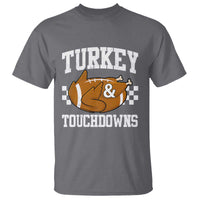 Funny Turkey And Touchdowns T Shirt Thanksgiving American Football - Wonder Print Shop