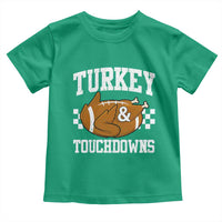Funny Turkey And Touchdowns Toddler T Shirt Thanksgiving American Football - Wonder Print Shop
