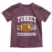 Funny Turkey And Touchdowns Toddler T Shirt Thanksgiving American Football - Wonder Print Shop