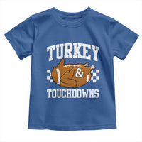 Funny Turkey And Touchdowns Toddler T Shirt Thanksgiving American Football - Wonder Print Shop