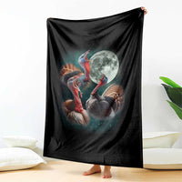 Funny Three Turkey Moon Throw Blanket Weird Cursed Thanksgiving Meme - Wonder Print Shop