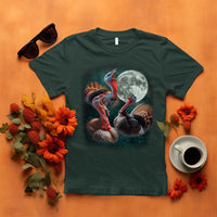 Funny Three Turkey Moon T Shirt Weird Cursed Thanksgiving Meme - Wonder Print Shop