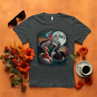 Funny Three Turkey Moon T Shirt Weird Cursed Thanksgiving Meme - Wonder Print Shop