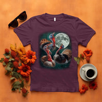 Funny Three Turkey Moon T Shirt Weird Cursed Thanksgiving Meme - Wonder Print Shop