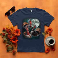 Funny Three Turkey Moon T Shirt Weird Cursed Thanksgiving Meme - Wonder Print Shop