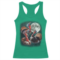 Funny Three Turkey Moon Racerback Tank Top Weird Cursed Thanksgiving Meme - Wonder Print Shop