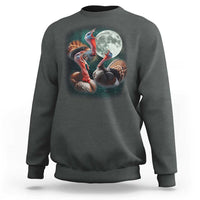 Funny Three Turkey Moon Sweatshirt Weird Cursed Thanksgiving Meme - Wonder Print Shop