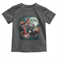 Funny Three Turkey Moon Toddler T Shirt Weird Cursed Thanksgiving Meme - Wonder Print Shop