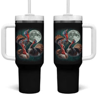 Funny Three Turkey Moon Tumbler With Handle Weird Cursed Thanksgiving Meme - Wonder Print Shop