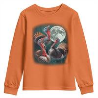 Funny Three Turkey Moon Youth Sweatshirt Weird Cursed Thanksgiving Meme - Wonder Print Shop