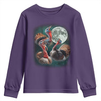 Funny Three Turkey Moon Youth Sweatshirt Weird Cursed Thanksgiving Meme - Wonder Print Shop