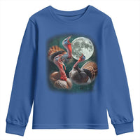 Funny Three Turkey Moon Youth Sweatshirt Weird Cursed Thanksgiving Meme - Wonder Print Shop
