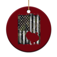 Turkey Hunting Camo US American Flag Thanksgiving Ceramic Ornament - Wonder Print Shop