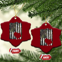 Turkey Hunting Camo US American Flag Thanksgiving Ceramic Ornament - Wonder Print Shop