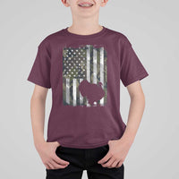 Turkey Hunting Camo US American Flag Thanksgiving T Shirt For Kid - Wonder Print Shop