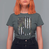 Turkey Hunting Camo US American Flag Thanksgiving T Shirt For Women - Wonder Print Shop