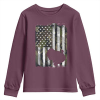 Turkey Hunting Camo US American Flag Thanksgiving Youth Sweatshirt - Wonder Print Shop
