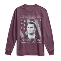 Charlie Kirk Long Sleeve Shirt The Greatness Of Our Nation Lies In The Power And Potential Of Its Individuals - Wonder Print Shop