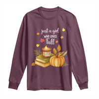 Just A Girl Who Loves Fall Long Sleeve Shirt Cozy Autumn Season - Wonder Print Shop