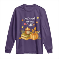 Just A Girl Who Loves Fall Long Sleeve Shirt Cozy Autumn Season - Wonder Print Shop