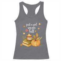 Just A Girl Who Loves Fall Racerback Tank Top Cozy Autumn Season - Wonder Print Shop