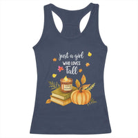 Just A Girl Who Loves Fall Racerback Tank Top Cozy Autumn Season - Wonder Print Shop