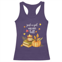 Just A Girl Who Loves Fall Racerback Tank Top Cozy Autumn Season - Wonder Print Shop