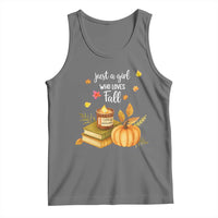 Just A Girl Who Loves Fall Tank Top Cozy Autumn Season - Wonder Print Shop